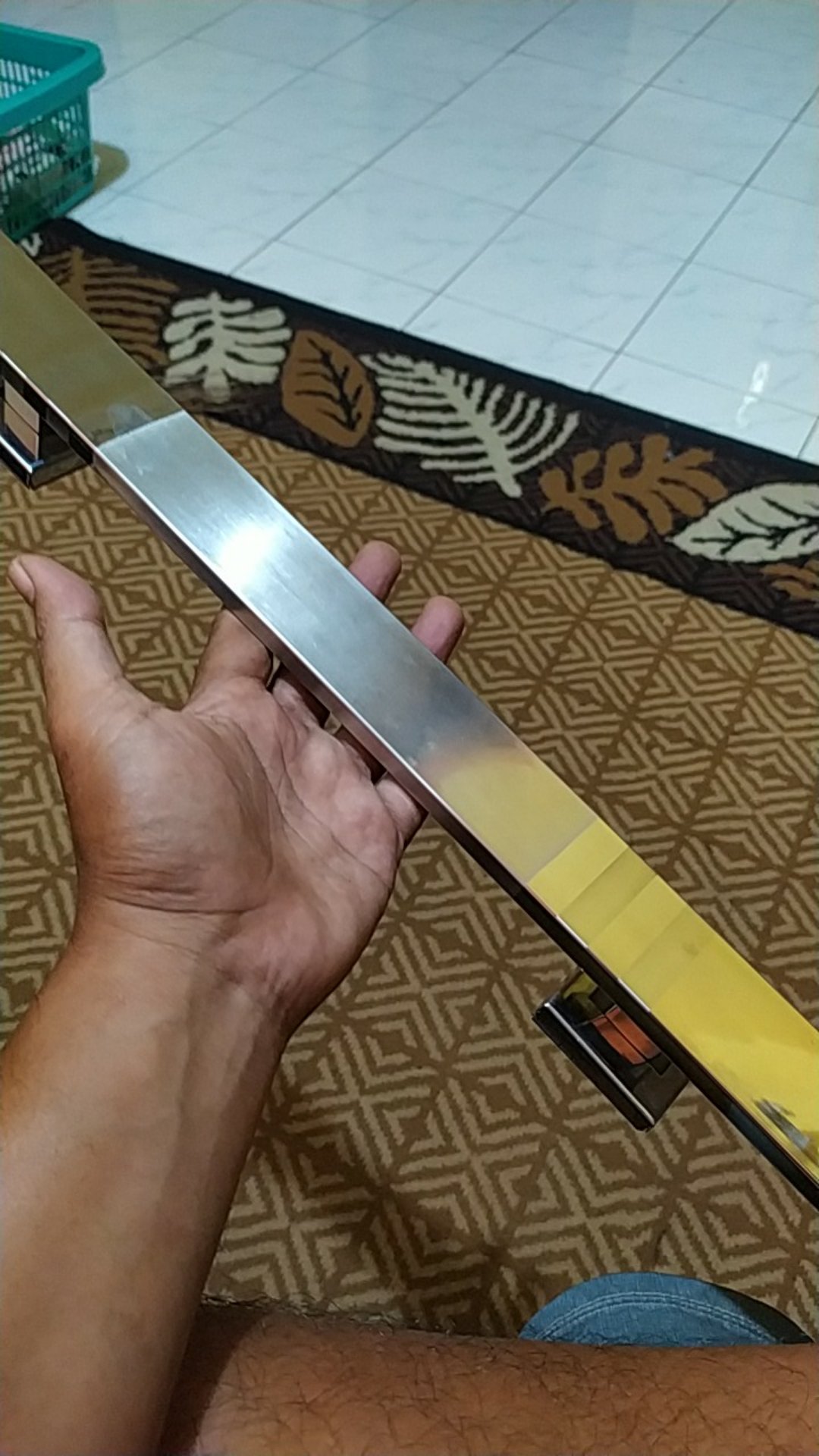 Handle Pintu Rumah Kotak Gepeng 1x4cm Panjang 45 Cm Komb Stls Tarikan Pintu Gagang Pintu Kunci Pintu