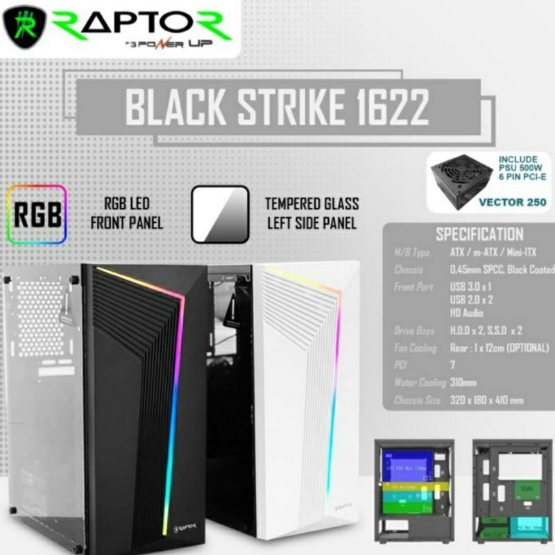 Casing raptor 1622 kesing PC gaming raptor 1622
