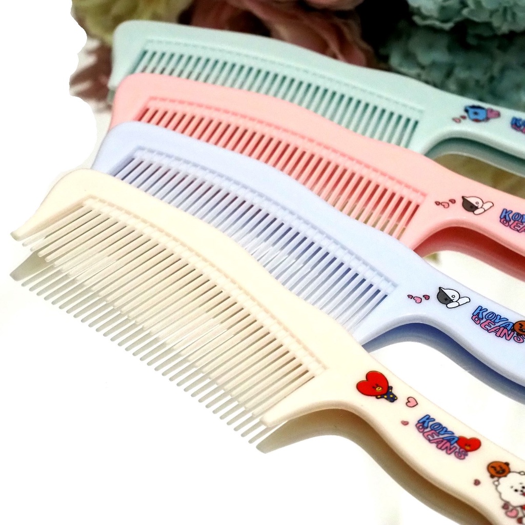 Sisir Gagang Karakter BT21 Sisir Rambut Rapat Lurus Motif Karakter BTS Korea Lucu Warna Warni