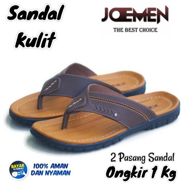  SANDAL  KULIT JOEMEN S 01 ORIGINAL PRIA SANDAL JEPIT IMPORT  