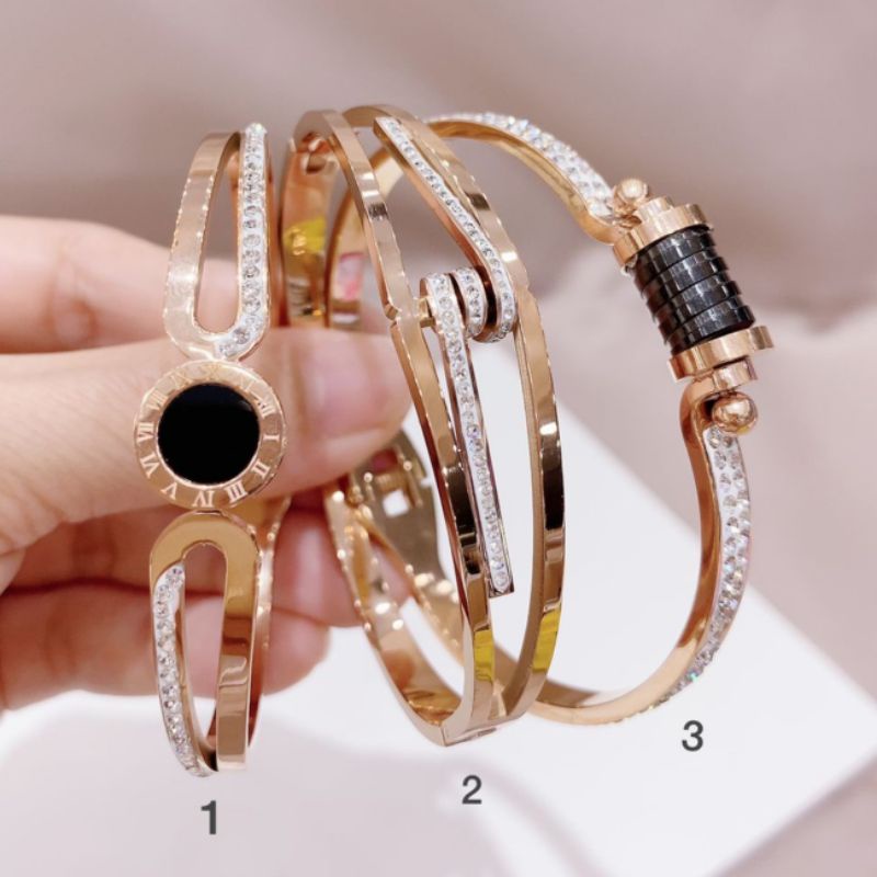 Gelang Titanium asli Rosegold Premium Anti karat anti alergi Bracelet Stainless Steel 21