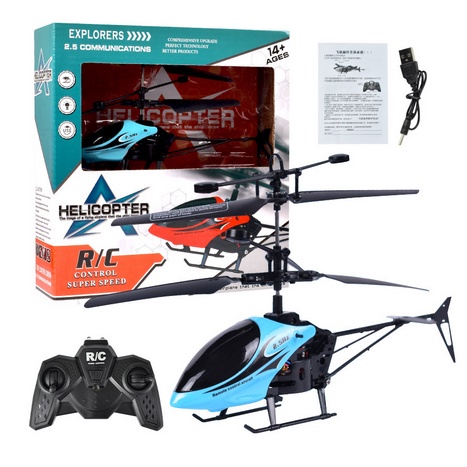 LED Remote Control Helikopter Mainan Mini Remote Control Helikopter Pesawat USB Charger Hadiah Anak-anak-Blue