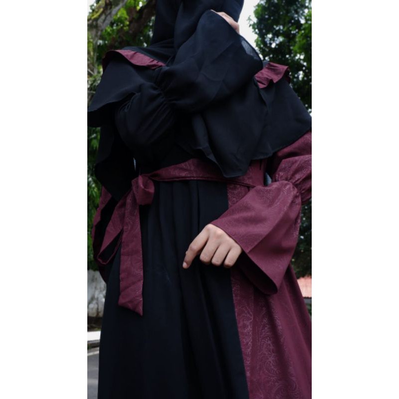 Gamis Abaya Fathiya / Gamis Syari set Khimar / Abaya jetblack