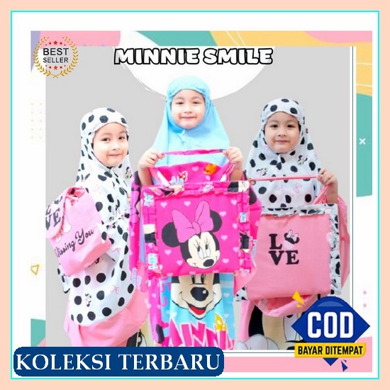 Rukuh Mukena Mukenah Telekung Mukna Muknah Anak Baby Silk Valerie ( Tas Ransel ) Umur Usia 5 6 7 Tah