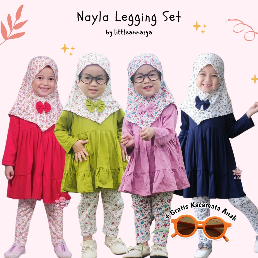 Setelan Muslim Anak Nayla 1-6 Tahun / Baju Muslim Anak Perempuan / Gamis Anak Rayon