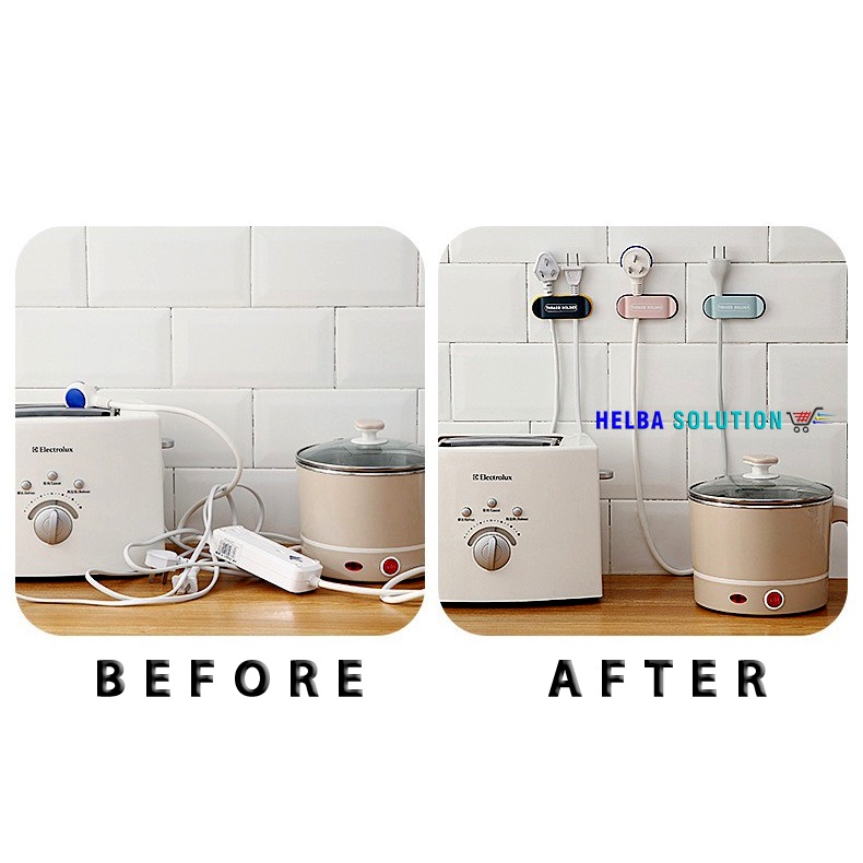 SET Klip Holder Penjepit Kabel Listrik Kabel Data Charger Model Perekat Tempel Dinding Tanpa Paku