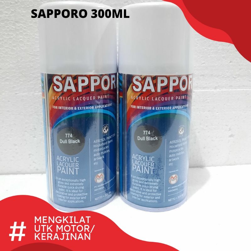 CAT SEMPROT SAPPORO 300CC 774 HITAM DOFF DULL BLACK PILOK PYLOX