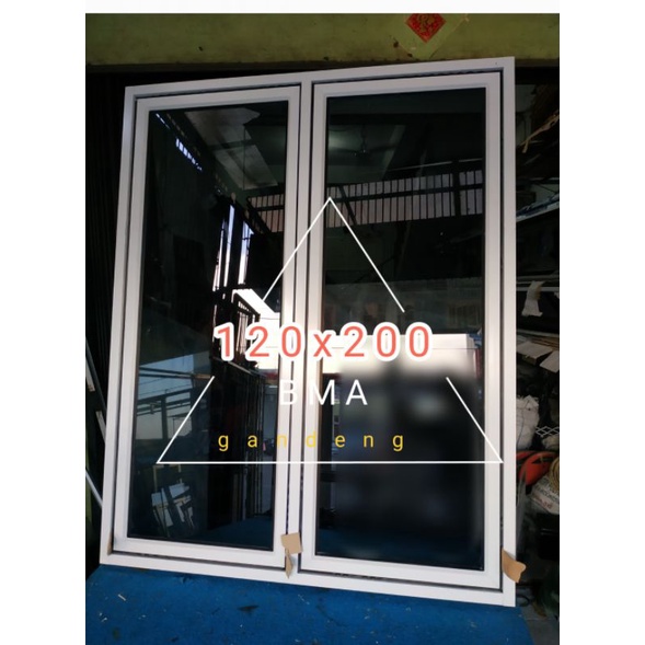 jendela aluminium 120x200 gandeng 2 daun