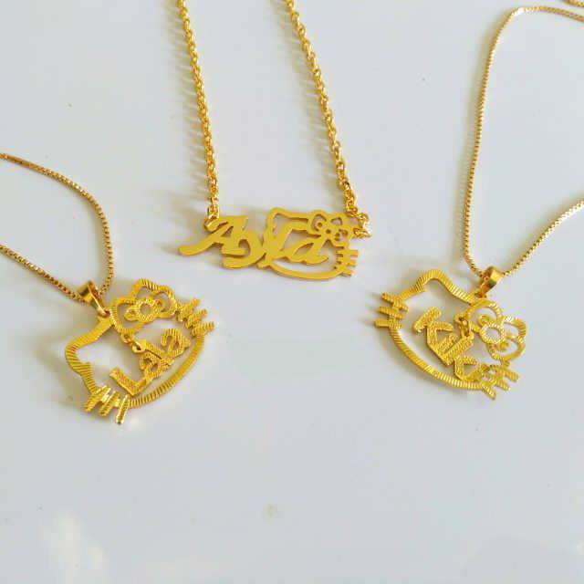 KALUNG HELLO KITTY NAMA GOLD /KALUNG UKIR NAMA HELLO KITTY SILVER