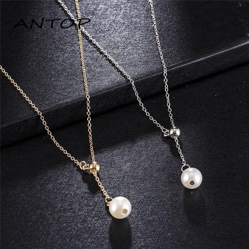 Korea Kalung Mutiara Sederhana Rumbai Tulang Selangka Yang Dapat Disesuaikan Rantai Untuk Wanita ANTOP