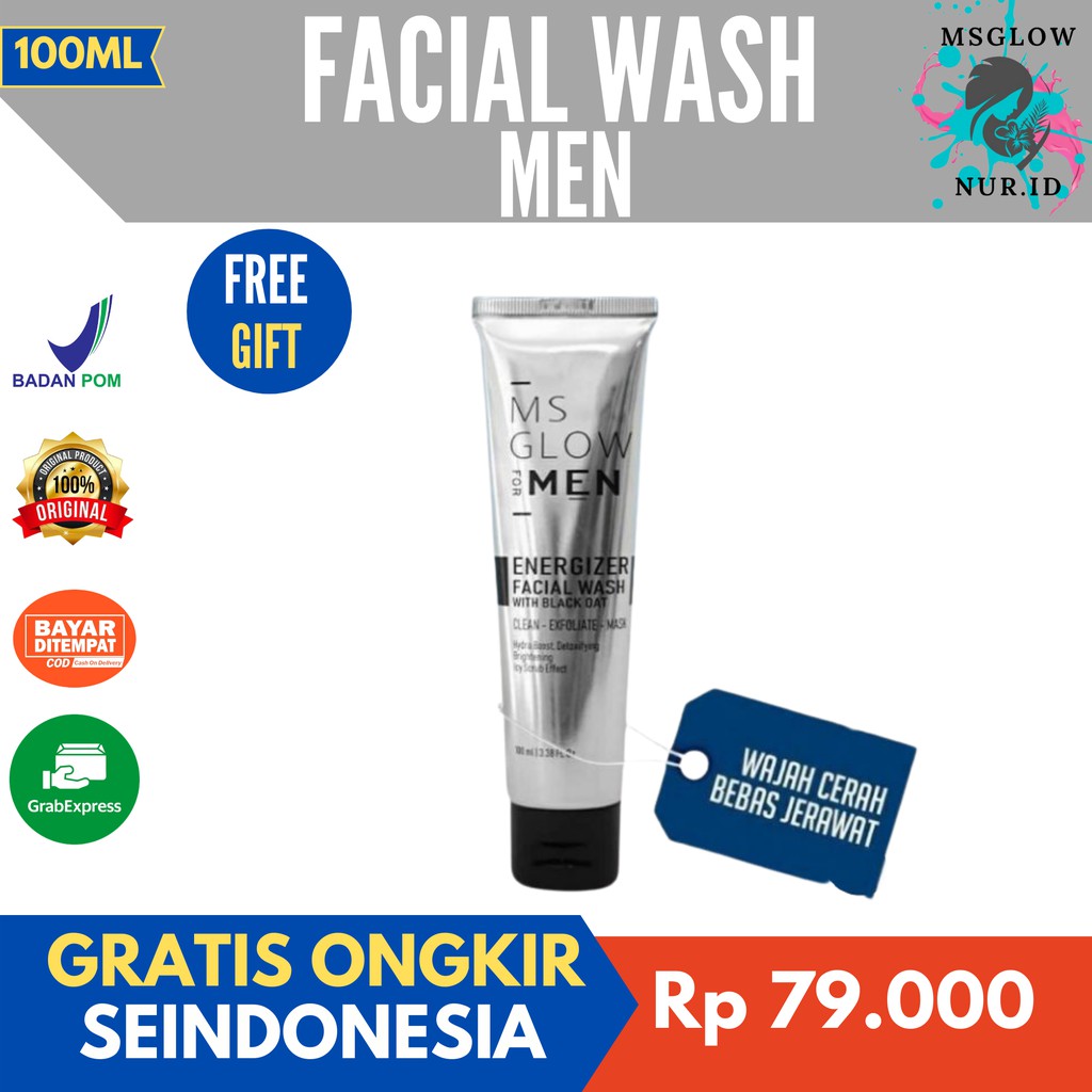 Energizer Facial Wash MS GLOW FOR MEN | Sabun Wajah Pria MS GLOW FOR MEN | Sabun Cuci Wajah MS GLOW