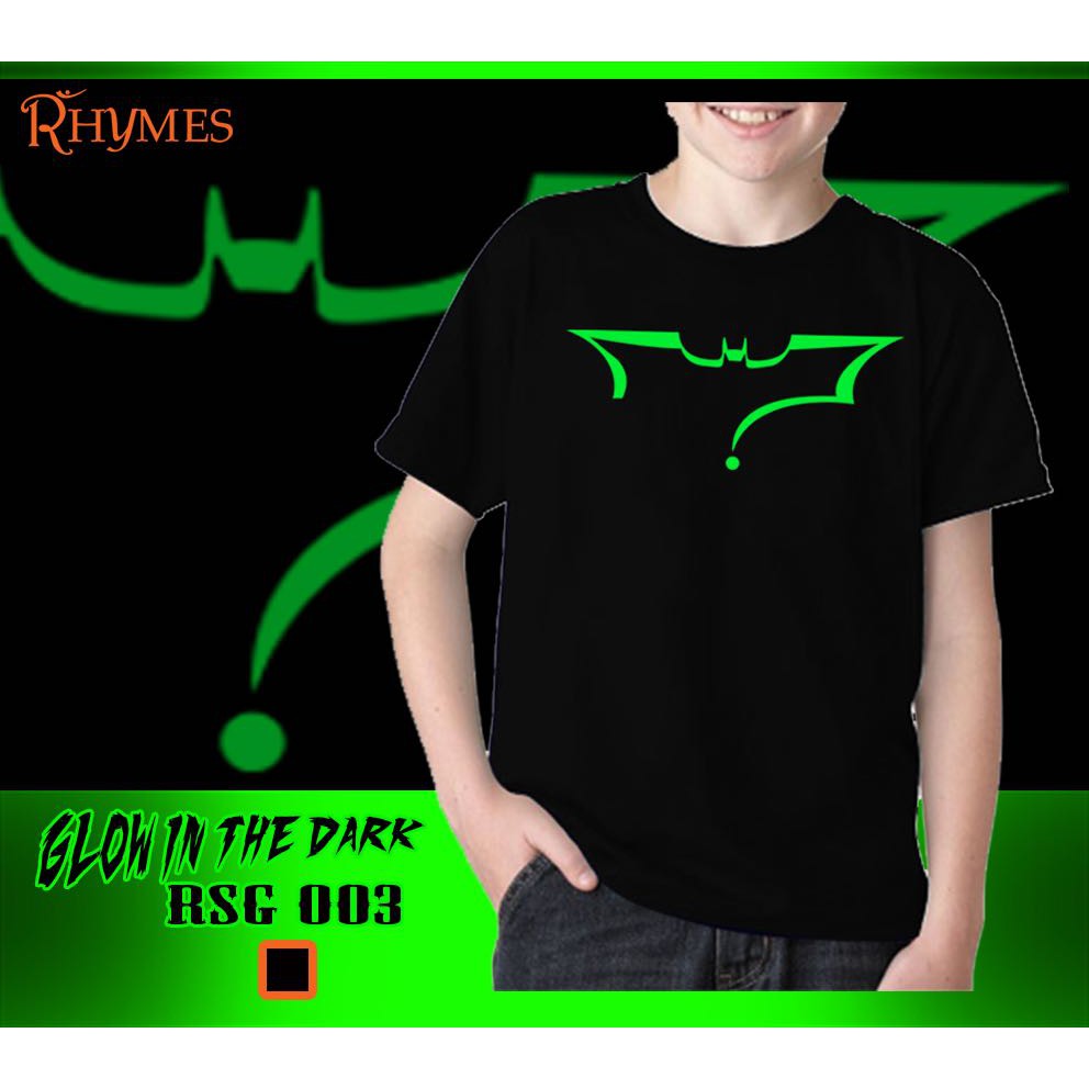 Baju Kaos Anak Batman QM Glow in the dark Karakter Superhero Cowok Tanggung Rhymes Import