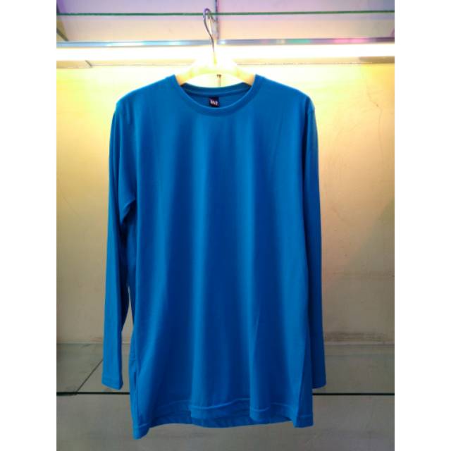 Kaos polos panjang biru tosca
