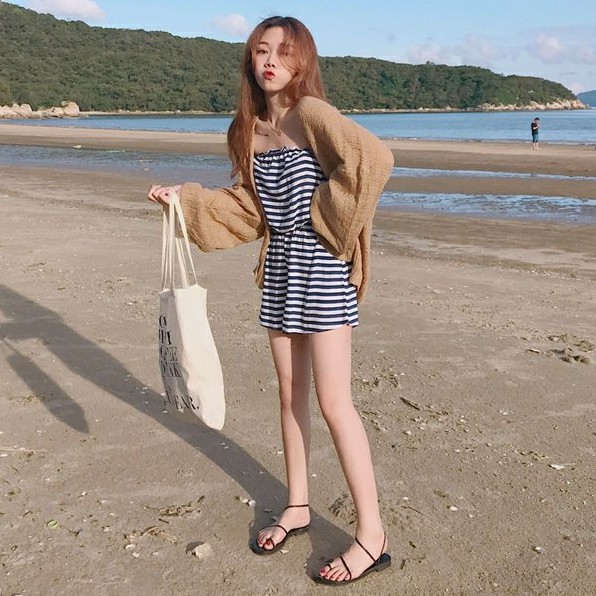 Korea Longgar Sweater lengan panjang tipis Tipis Pakaian pelindung matahari Cardigan pendek-4
