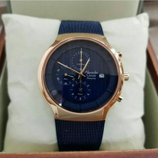 MURAH JAM TANGAN PRIA ALEXANDRE CHRISTIE 6245 BLUE ROSEGOLD ORIGINAL