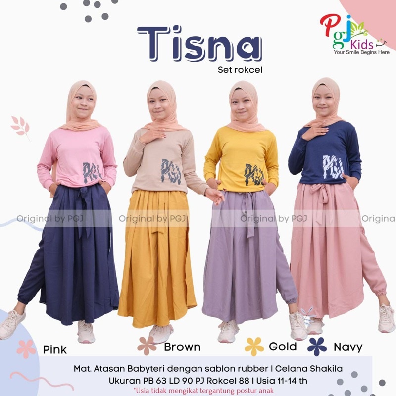 tisna set teen by PGJ / setelan atasan babyterry dan celana rok shakila untuk anak remaja 9-14 tahun