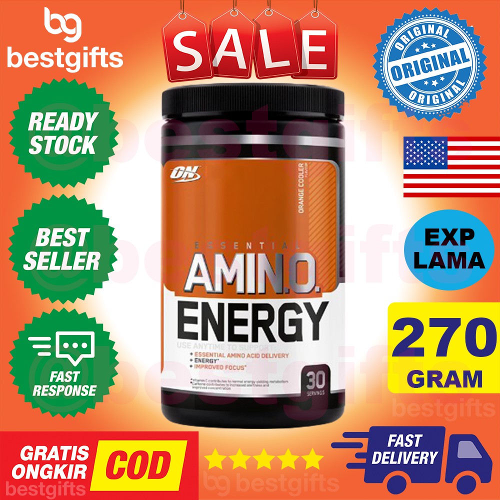 OPTIMUM NUTRITION ON ESSENTIAL AMINO ENERGY ORANGE FOKUS KONSENTRASI ENERGI PEMULIHAN OTOT 270 GRAM