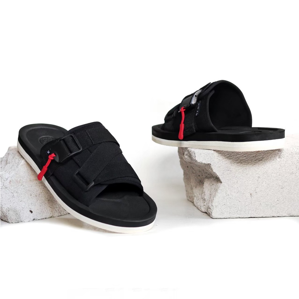 SERIZAWA FULL BLACK ORIGINAL x KOJO Sandal Casual Hitam Pria Sendal Slide Jalan Santai Harian Slippers Hangout Main Kondangan Lebaran Slop Karet Slip On Remaja Dewasa Selop Kerja Formal Premium Strap Flip Flop Sport Fashion Footwear Keren Terbaru Branded