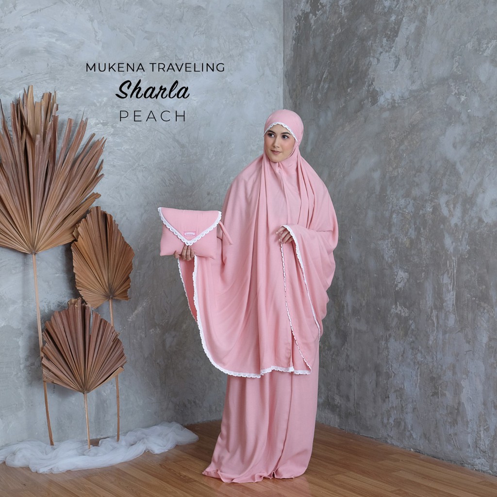 Mukena Polos Renda Dewasa Rayon Traveling Sharla