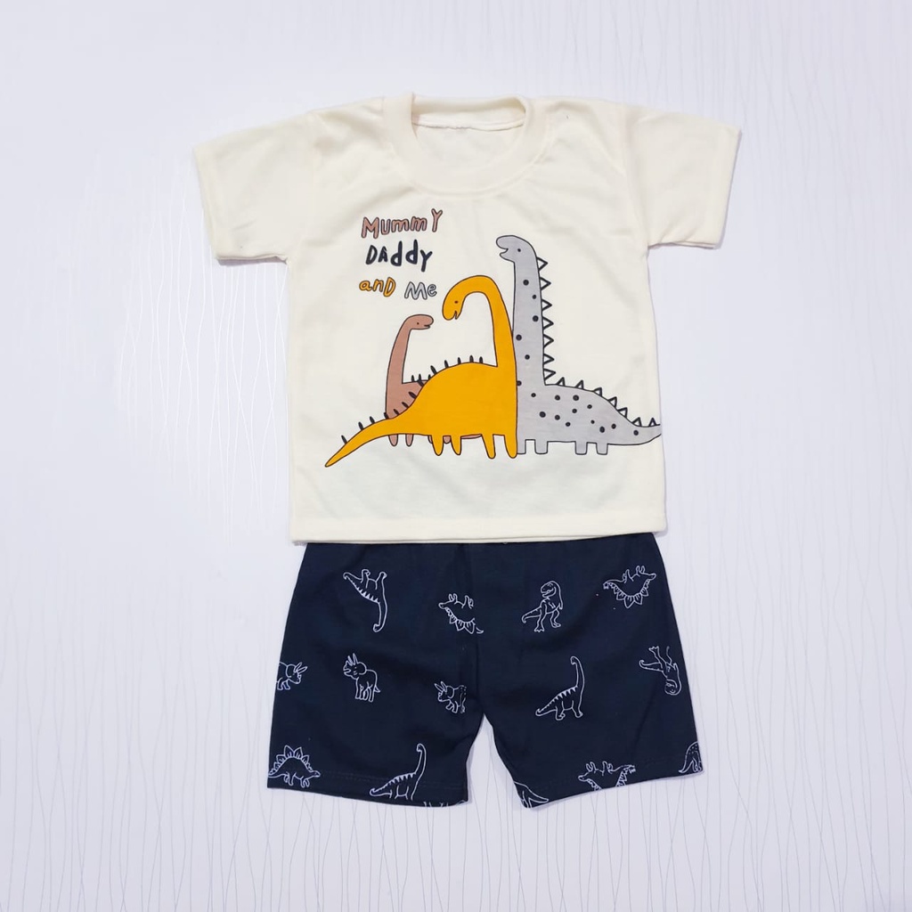 Cod Baju Bayi Setelan Motif Dino Baby Alicia