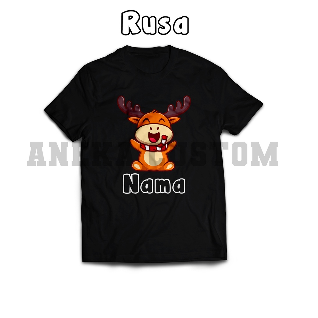 Kaos anak bebas nama karakter binatang / Kaos anak karakter binatang