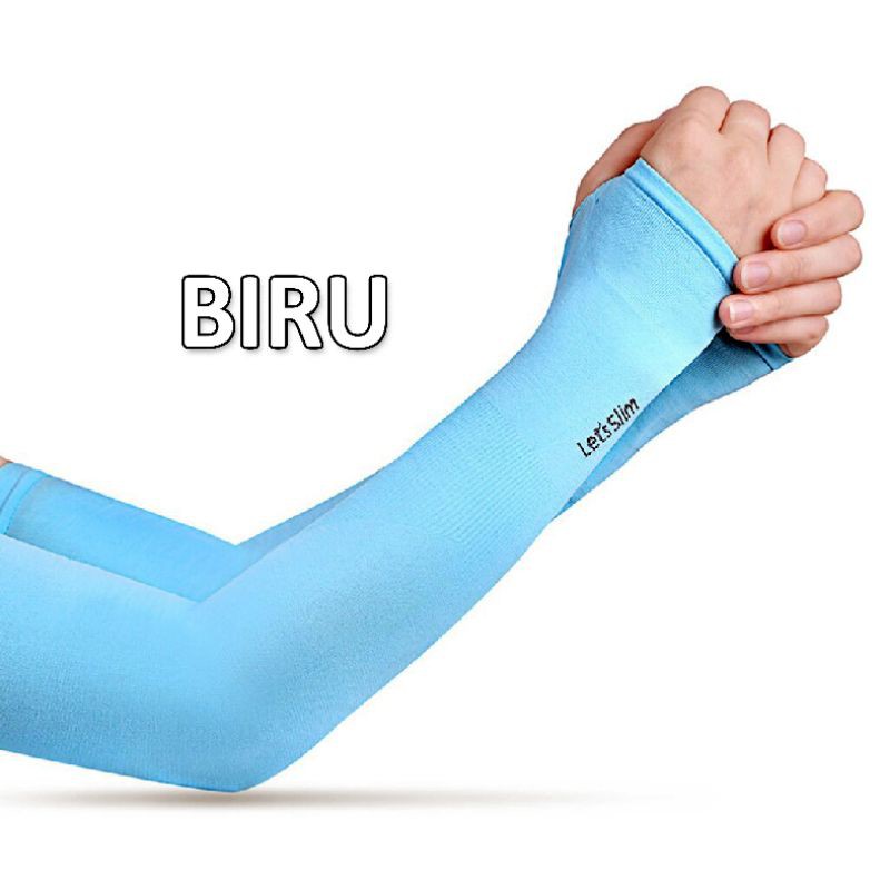 MANSET TANGAN OUTDOOR LETS SLIM AQUA X COOL / PELINDUNG LENGAN ANTI UV / ARM SLEEVE / LONG SLEEVE-BIRU
