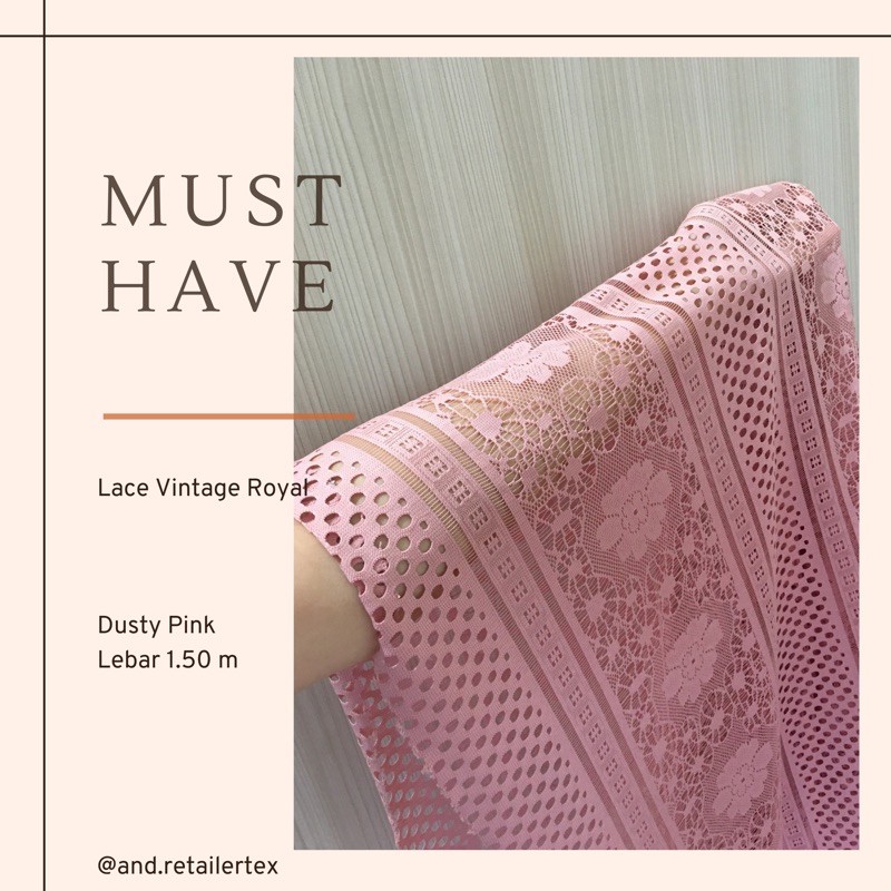 BROKAT LACE VINTAGE ROYAL DUSTY PINK