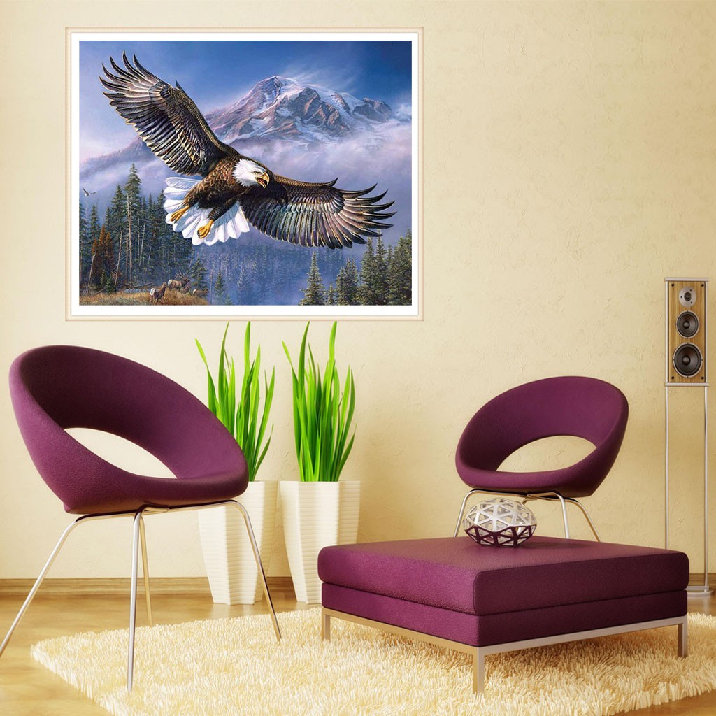 Diy Lukisan Diamond 5d Dengan Gambar Burung Elang Dan Hiasan