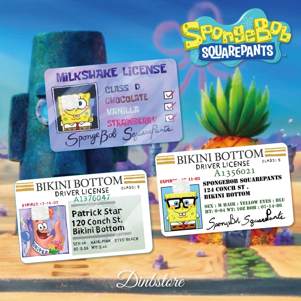 BIKINI BOTTOM Driver License  | DINBSTORE SKIN CARD / SKIN ATM (Stiker kartu ATM & E-Money)