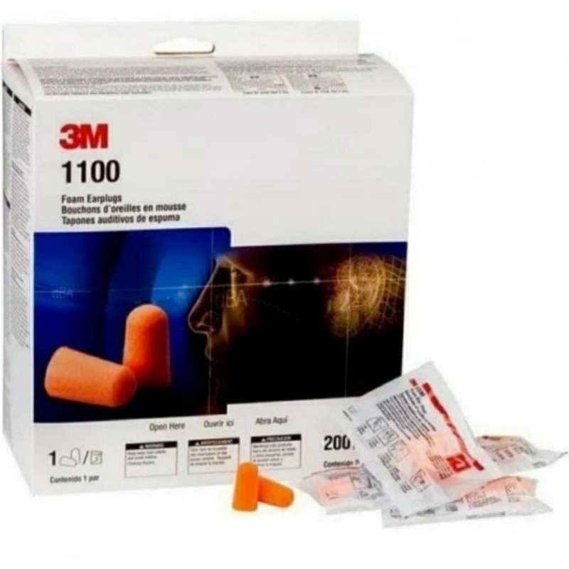Sumbat telinga Ear plug 3M 1100 Orange/pelindung telinga dari bising/debu