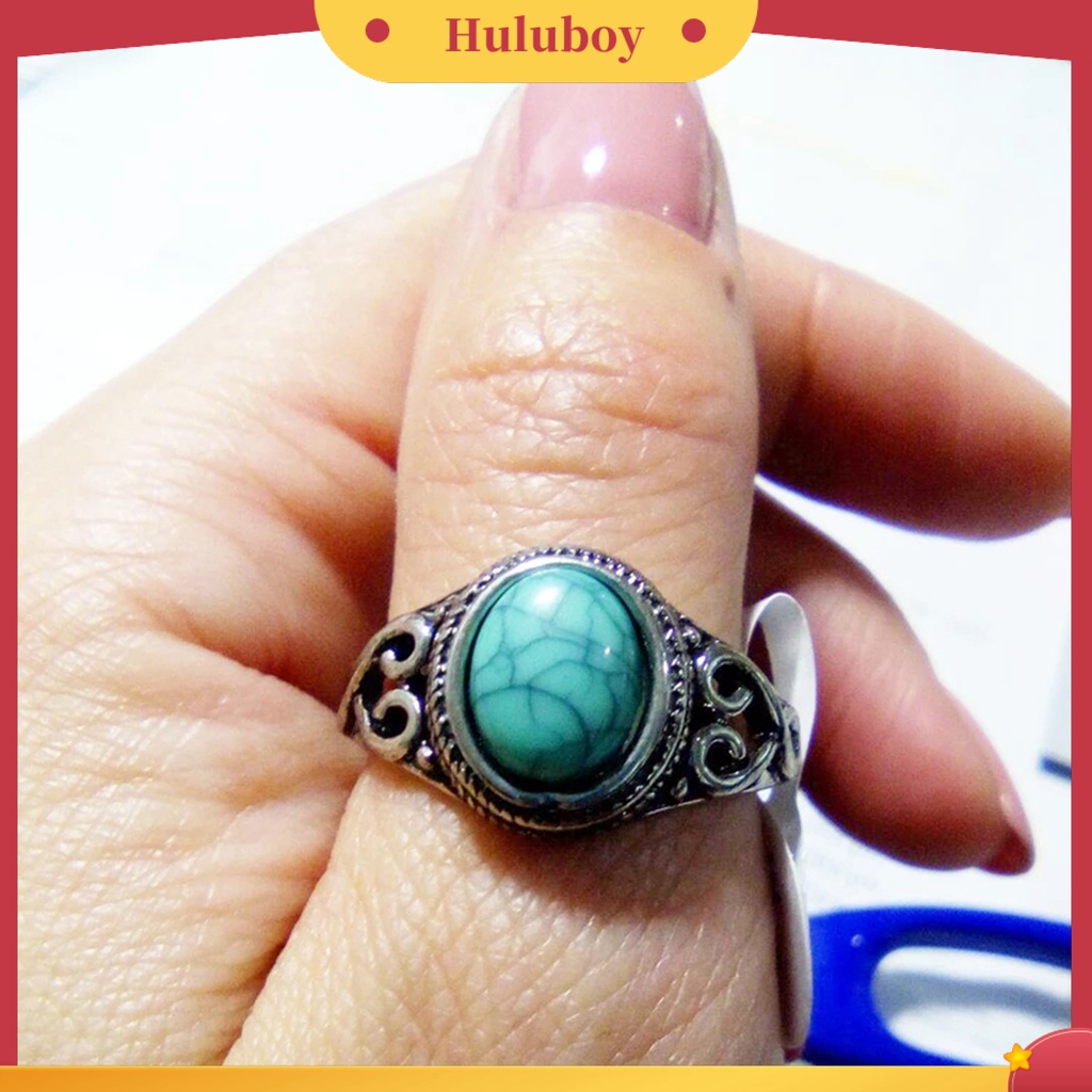 Hu Hu Hu Hu Hu Alat Bantu Pasang Kacamata♡ Cincin Batu Turquoise Imitasi Gaya Vintage Untuk Wanita