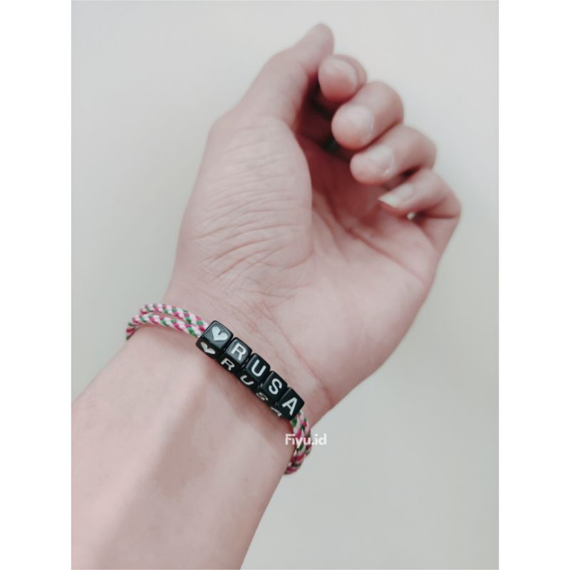 GELANG LOVE NAMA CUSTOM (REQUEST NAMA MAKS.7 HURUF + 1 BANDUL LOVE ) GELANG TALI KOREA