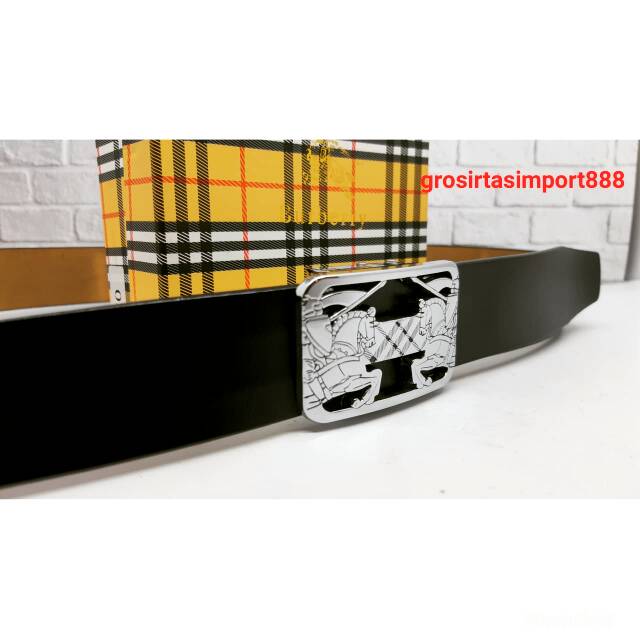 ikat pinggang kulit rel tombol BURBERRY unisex