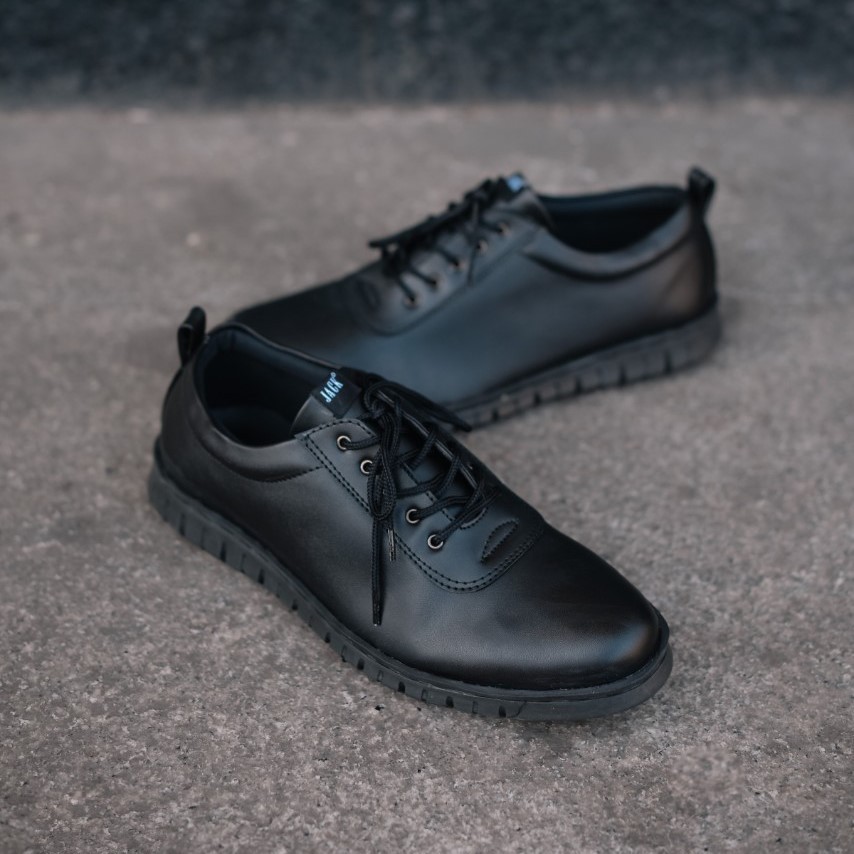 BRAVE BLACK - Sepatu Pantofel Pria Kulit Formal Kantor Kasual Kerja Kuliah Oxford - Pantopel