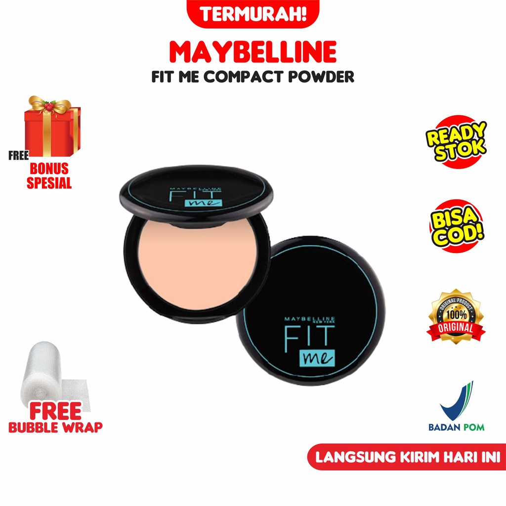 Maybelline Fit Me Bedak Padat 12H Oil Control Compact Powder Poreless and Matte BPOM