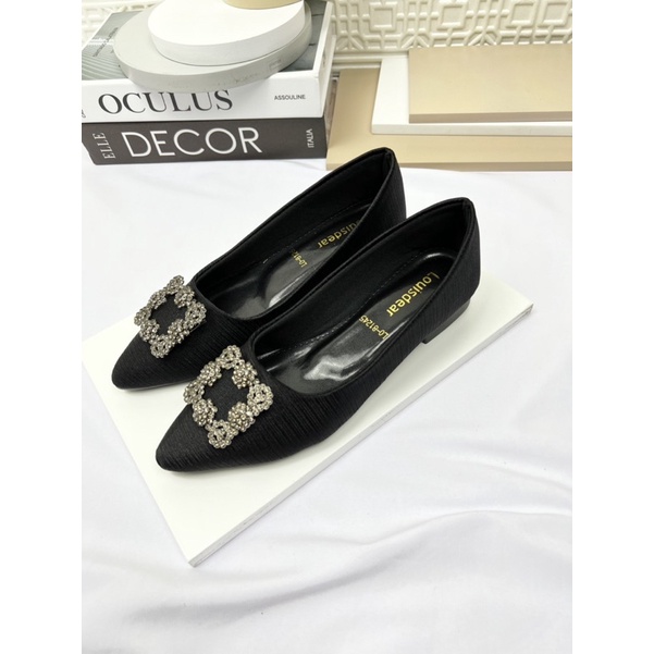 sepatu flat shoes wanita terbaru kekinian pesta LOUISDEAR sepatu flat heel  2 cm bahan satin B35