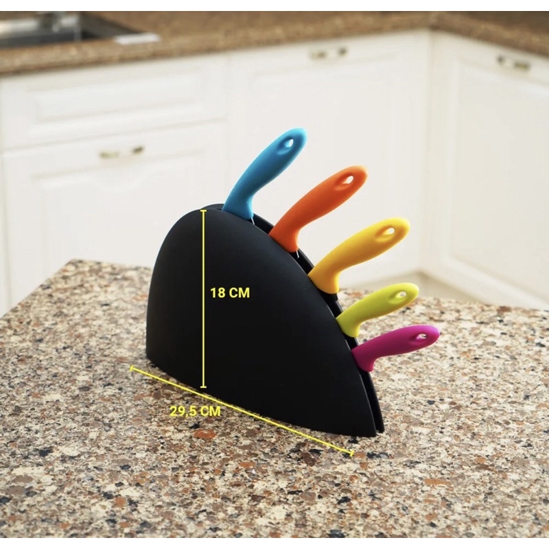 KRISCHEF PISAU DAPUR SERBAGUNA 5-SET/ACE KNIFE BLOCK 5PCS W/ PP HANDLE/ACE PISAU DAPUR SERBAGUNA KRISCHEF 5-SET