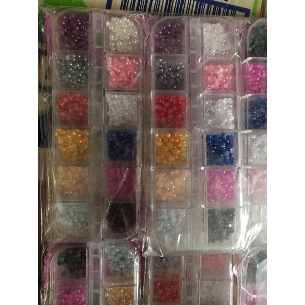 HALF PEARL / MUTIARA BELAH SIZE 3MM 12 WARNA / HIASAN NAIL ART