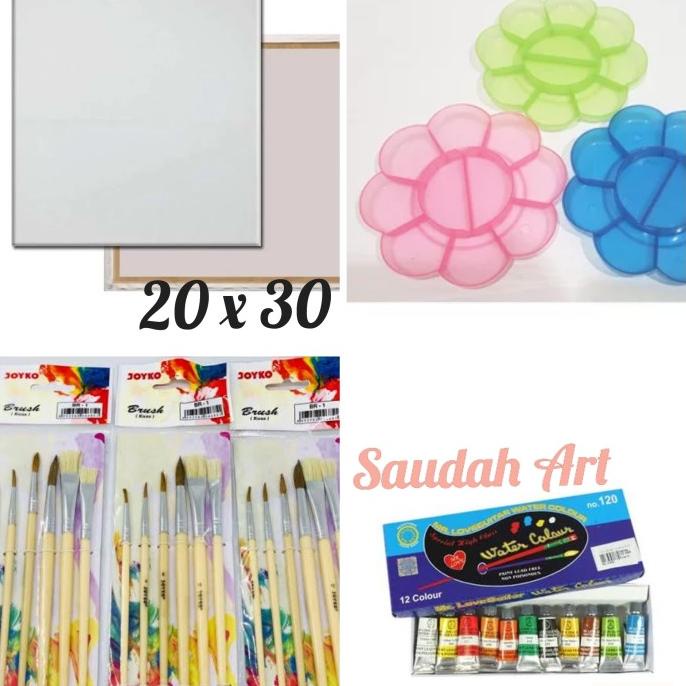 

Paket Kanvas Lukis (kanvas 20x30,kuas,palet,cat air)