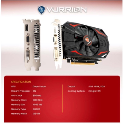 VGA R7-350 4GB DDR5 128BIT VURRION RADEON SERIES