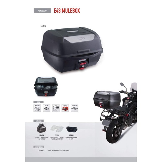 GIVI E43 Gold E43NTL ADV E43 Top Box Motor