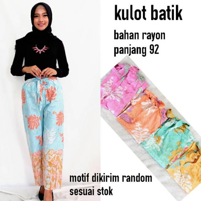  Kulot  Rayon Celana  Panjang Wanita Motif  Bunga  Celana  