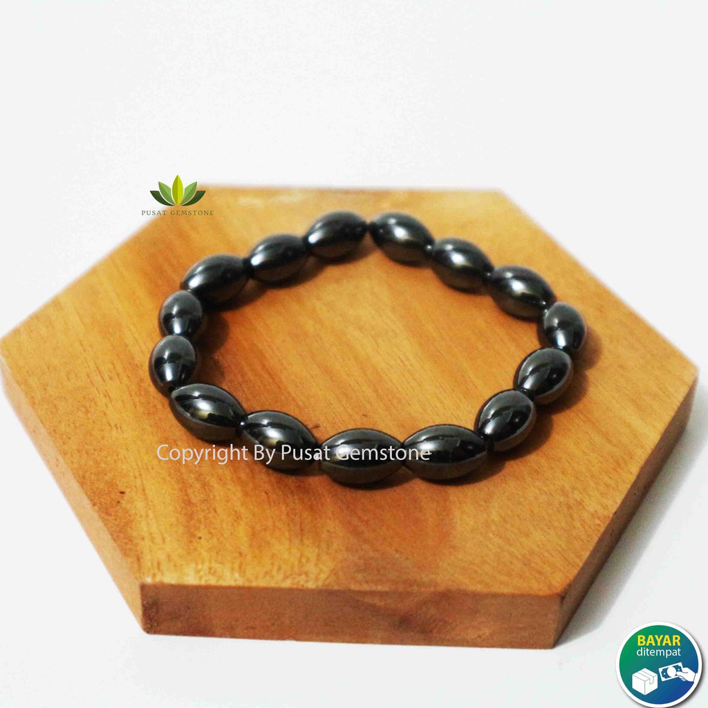 Gelang Pria Kesehatan Magnet Hitam Hematite Black Onyx