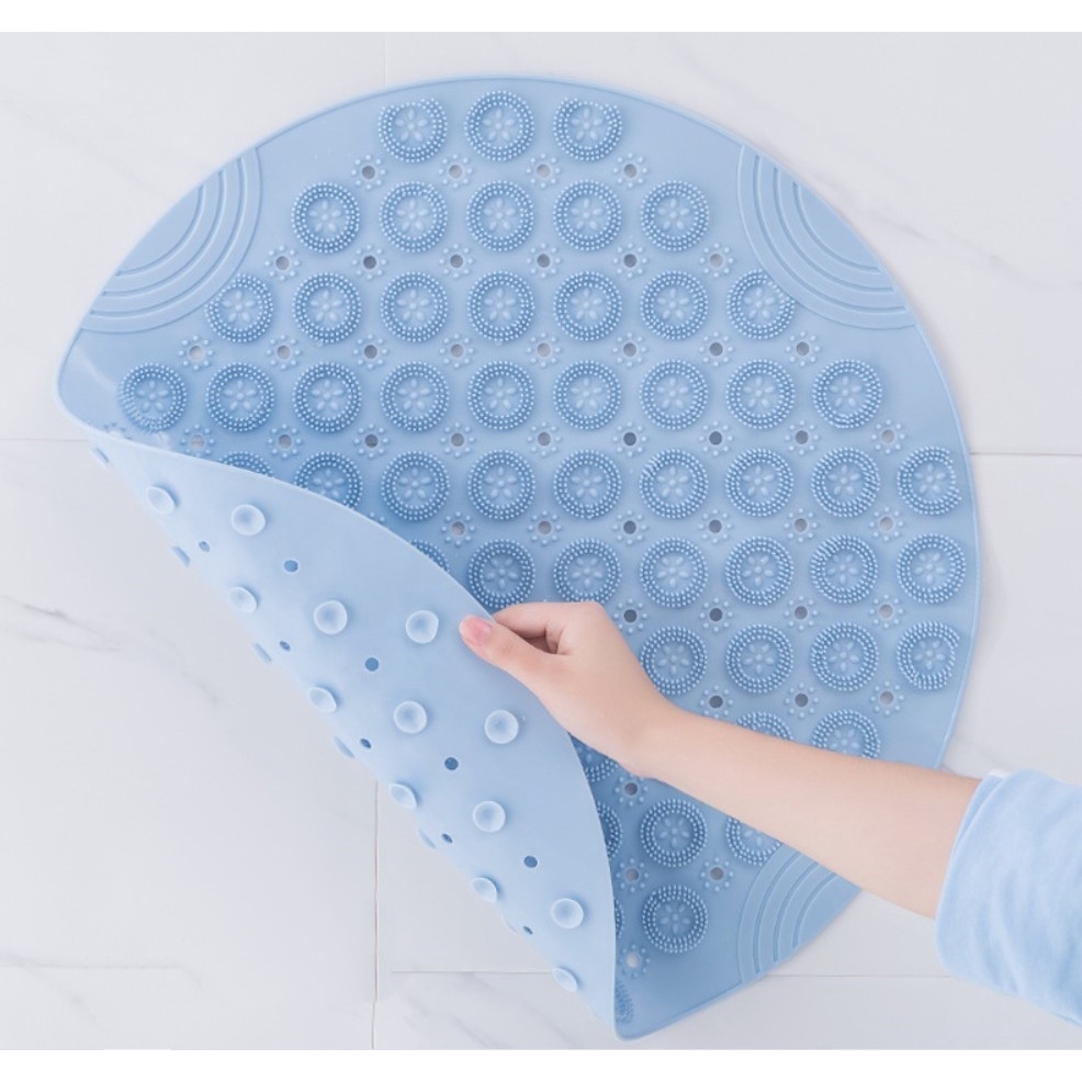 PVC Round Shower Bath Mat / Keset Kamar Mandi Bulat Anti Slip Suction Cup