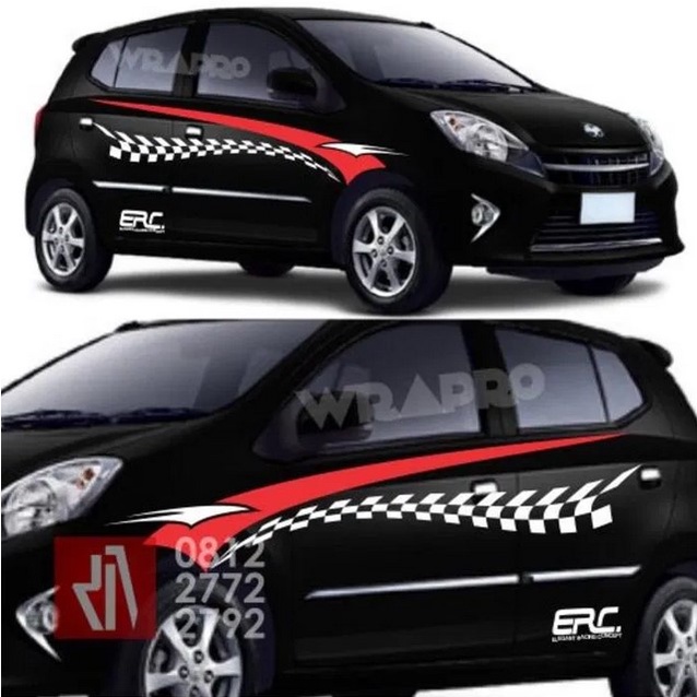 Stiker Cutting Mobil Ayla Agya Hitam Striping Body Mobil Ayla Agya Brio Jazz March Terbaru Terlaris