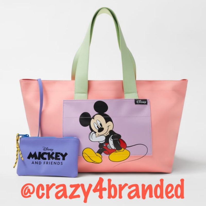 Zara × Disney Mickey Mouse Rubberised Tote Bag (with coin pouch)