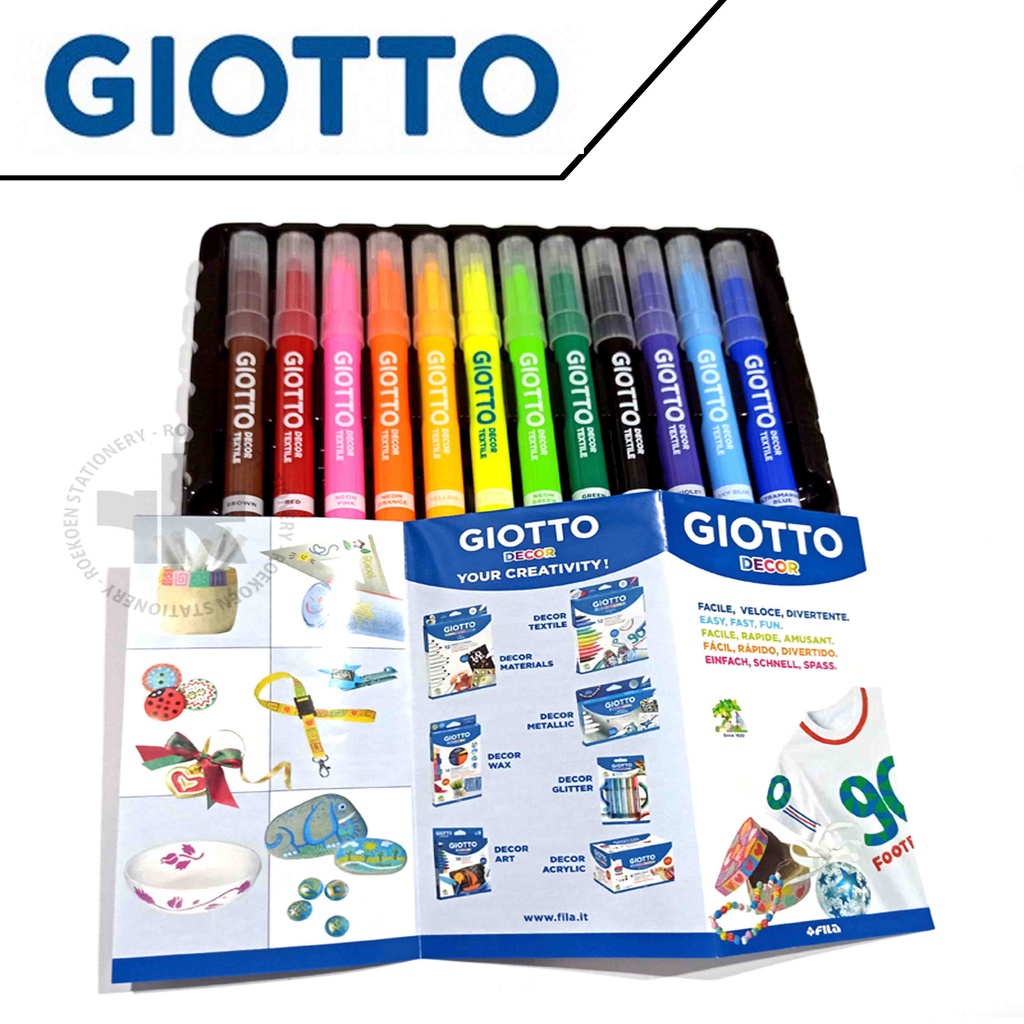 

Giotto Decor Textile Spidol Kain Set 12 Warna 494900