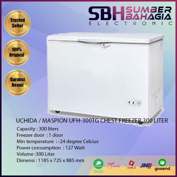 UCHIDA / MASPION UFH-300TG CHEST FREEZER 300 LITER (NEW) ( KHUSUS BANDUNG)