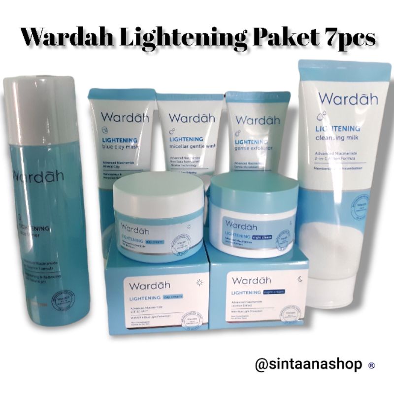 Wardah Lightening Series Paket 7 item/Wardah Paket Skincare/Wardah Lightening Series
