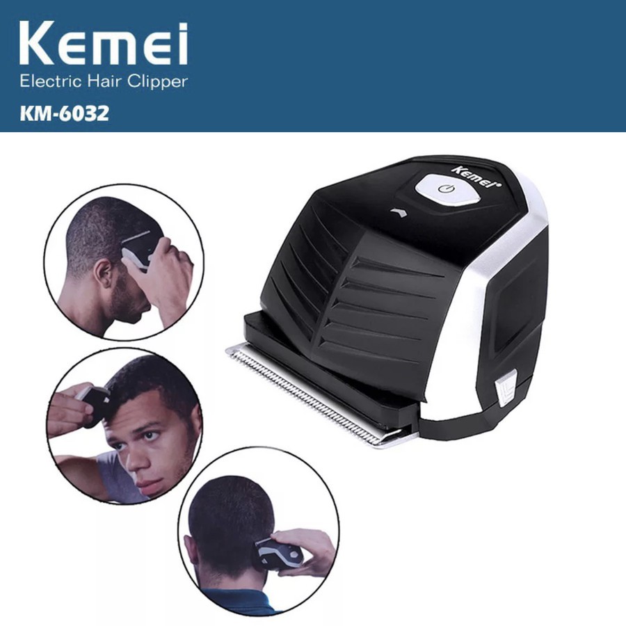 kemei KM 6032 Alat Cukur Rambut Pria Botak Hair Clipper 0 mm Mesin Cukuran Sendiri Kemei KM-6032